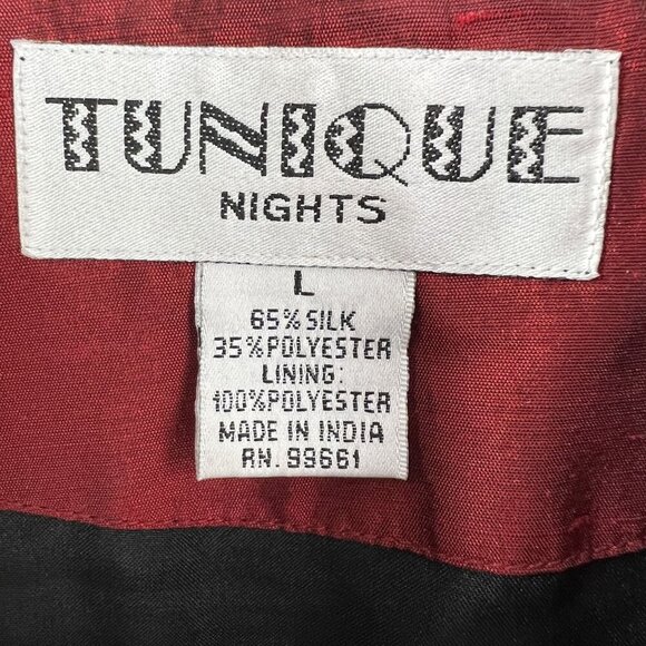 Tunique Nights Large Unisex Red Silk Blend Beaded Embroidered Lined Coat Vampire - Picture 13 of 15